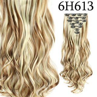 24Inchs 16 Clips in Hair Extensions Long Straight Hairstyle Synthetic Blonde Black Hairpieces Heat Resistant False Hair