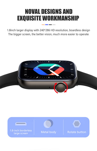 For Xiaomi Huawei Samsung 1.81 inch Bluetooth Call Smartwatch Men Support 120 Sport  2022 New Women Rotary keys Smart Watch +Box