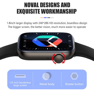 For Xiaomi Huawei Samsung 1.81 inch Bluetooth Call Smartwatch Men Support 120 Sport  2022 New Women Rotary keys Smart Watch +Box