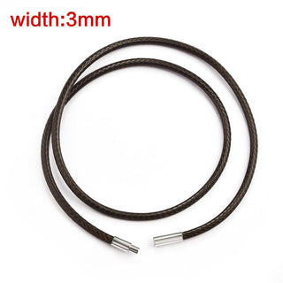 45/50/60cm Black Brown Braid Wax Cord DIY Pendant Necklace Jewelry Making Handmade Leather Rope Steel Clasp String Chain