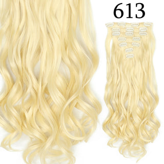 24Inchs 16 Clips in Hair Extensions Long Straight Hairstyle Synthetic Blonde Black Hairpieces Heat Resistant False Hair