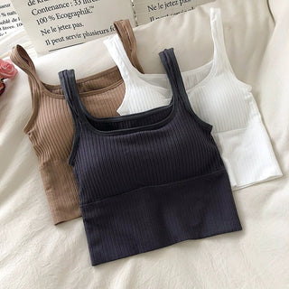 Summer Y2k Top Women Basic Streetwear CropTops Solid Color Casual Tank Top Woman Slim Elasticity TShirt Backless Camisole Female