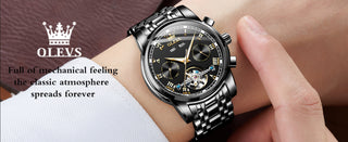 OLEVS Original Watch For Men Automatic Mechanical Watch Top Brand Luxury Tourbillon Wristwatch Classic Male Black Watches  6607 ALODIA STORE
