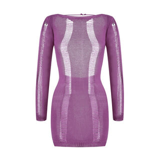 See-Through O-neck Long Sleeve Bodycon Dress